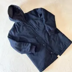 タケオキクチ　中綿コート　ジップアップ　毛混　フード　ブラック　サイズM