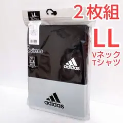 アディダス 吸収速乾 ワイド VネックTシャツ LL 2枚入 ブラック