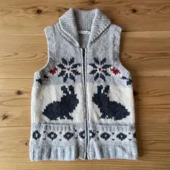 アースミュージック&エコロジー ウサギ柄ニットベスト M