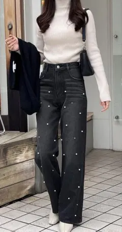 フリージア パールストレートデニムパンツ (cu457)