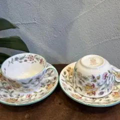 MINTON ミントンHADDON HALL 花柄カップとソーサー 2客送料込