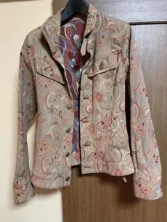 エキゾチック花柄刺繍 ベージュジャケット