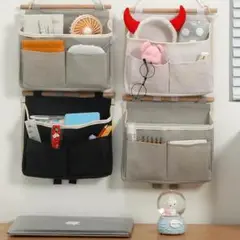 吊り下げ収納 バッグ収納 壁掛け収納ポケット 色: グレー 2枚