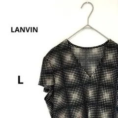 ランバン コレクション 総柄 半袖 カットソー Tシャツ シアー素材 透け感 L