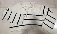 LAGUNAMOON ストライプ ハーフジップ カットソー