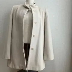 レディースウールコート ミドル丈 9号 レディースジャケット スタンドカラー