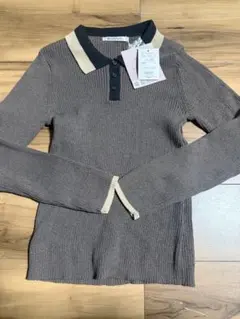 MUMU & CO. 長袖 襟付き　ポロニット ブラック 配色襟　しまむら