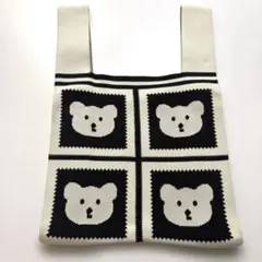 HUNDred ニットバッグ クマ バイカラー ラージサイズ
