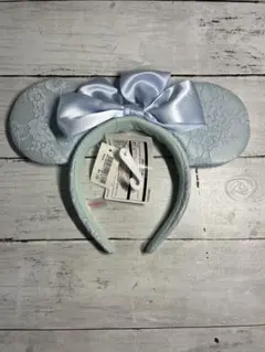 ディズニー　カチューシャ 水色 レースリボン