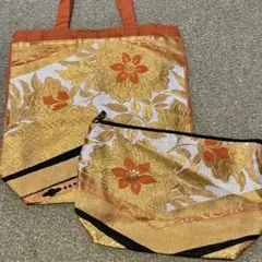 和柄　リメイク　バックと大きめポーチのセット