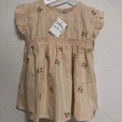 プティマイン　チェリー刺繍ブラウス　100