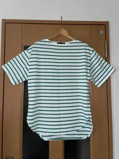 美品☆ 半袖Tシャツ M ホワイト/グリーン ストライプ 夏のサムネイル
