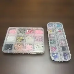ピンセット付き‼️ネイルパーツセット 多種類 収納ケース
