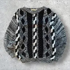 vintage ニット ケーブル編みセーター ブラック y2k