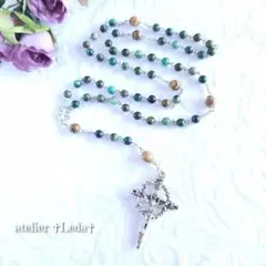 ☆アフリカンターコイズ＆ピクチャージャスパー ロザリオ~A.Turquoise~