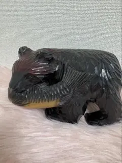 木製クマと魚の置物 阿寒湖 年皇作（記名あり） - メルカリ