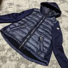 ★極美品★ XLサイズ　MONCLER ハイブリットダウンニット ネイビー MONCLER モンクレール TRICOT ダウンコート ダウンカーディガン