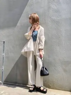 リネンフレアパンツ　Kastane