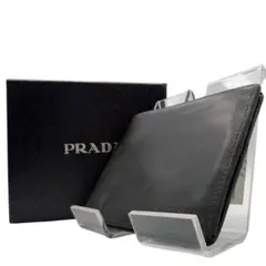 PRADA 프라다 접이식 지갑 가죽 블랙 시보 가죽