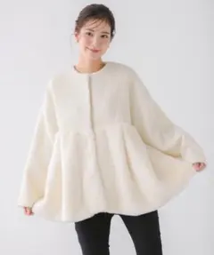 ノーカラーコート コート エコファードッキングペプラムコート レディース