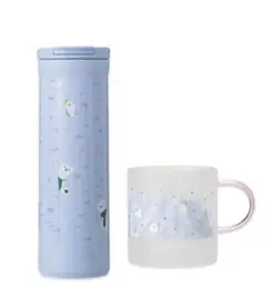 スタバ 耐熱グラスマグ シマエナガ・ステンレスボトルオコジョ&シマエナガブルー