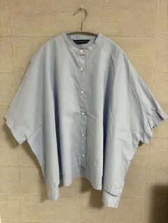 mizuiro ind スタンドカラーワイドシャツ　サックス(color30)