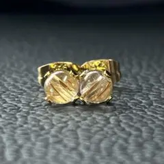 天然石NO.245 ピアス ルチルクォーツ　4.8mm サージカルステンレス