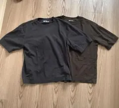 UNIQLO エアリズムコットンオーバーサイズTボーダー5分袖 S セット２枚