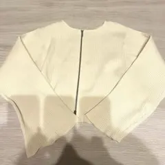 カーディガン　ジップ付き　黄色　パステルイエロー　フレアスリーブ　リブ　春服