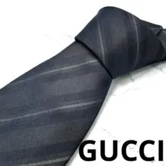 GUCCI ネクタイ グレー ストライプ シルク 高級感 ビジネス