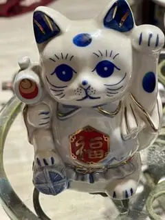 招き猫 陶器製 置物 貯金箱