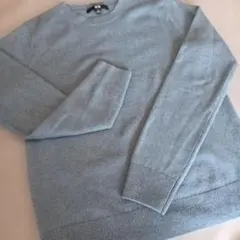 UNIQLO ブルー グレー　カシミヤ100%クルーネックセーター S