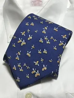 Brooks Brothersネクタイ⑳ 青地にミツバチ小紋USA製