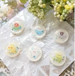 鳥のボタン☆6個 u2 インコ/文鳥/ボタン/カボション