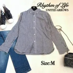 【Rhythm of Life】ギンガムチェックシャツ　Mサイズ　白黒のサムネイル
