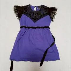 新品タグ付き　ANNA SUI 紫色ミニワンピース Sパンチレース　ビーズ　綿のサムネイル