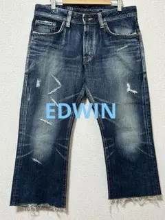 EDWIN ダメージ加工 ハーフデニムパンツ W32