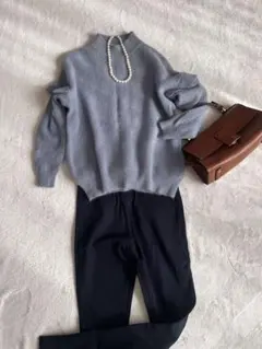 レディース　ウール　アンゴラ　セーター　美品　ブルー