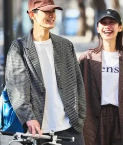 リラックスフィット チェック柄 テーラードジャケット　Lサイズ