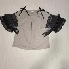 axes femme 半袖カットソー グレー レース リボンのサムネイル