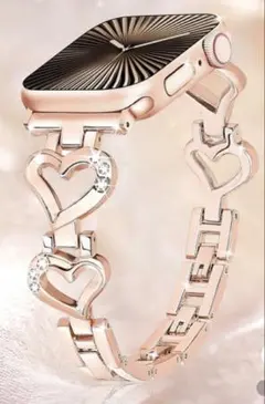 【ラスト1点】新品Apple Watchバンドのみキラキラハート ローズゴールド