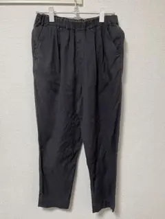 studio CLIP リネン混パンツ テーパード S 黒