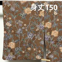 ⭐︎b874 化繊　単衣　小紋　茶系　極美品　着物のサムネイル