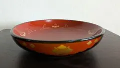 秀衡塗 盛鉢 菓子鉢 約23cm 朱黒 金彩 伝統工芸 漆器 箱付き