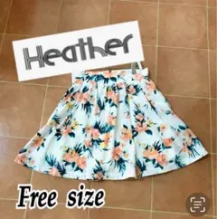 heather ヘザー花柄ミニスカート　フリーサイズ裏地パンツ型