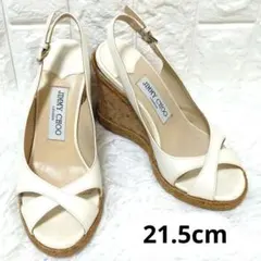 希少 ジミーチュウ 33 クロスストラップ ウェッジ 白 10.5cm