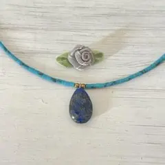 ラピスラズリ（涙型）☆☆ターコイズブルーネックレス☆