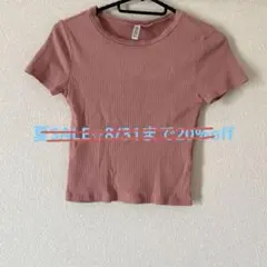 H&M DIVIDED リブ編み 半袖Tシャツ S ピンク　最終お値下げ！