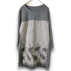 コロッセ　七分袖　チュニック　 M~L ブラウン 総柄 ユル