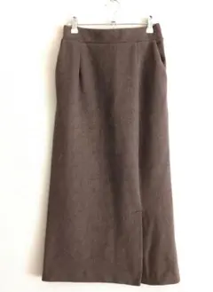 グレージュ ロング タイトスカート スリット入り 38（M）サイズ